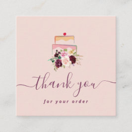 Tarjeta De Visita Cuadrada pastelería floral gracias por su pedido
