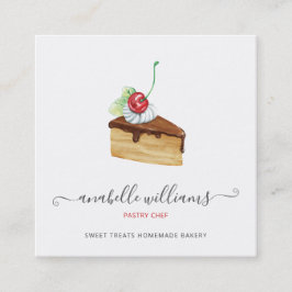 Tarjeta De Visita Cuadrada Pastelería moderna de torta de chocolate pastelero