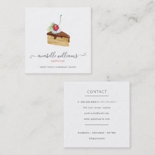Tarjeta De Visita Cuadrada Pastelería moderna de torta de chocolate pastelero
