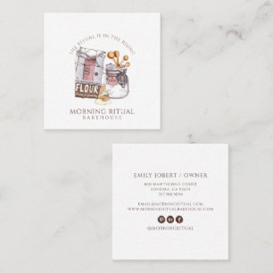 Tarjeta De Visita Cuadrada Pastelero de Postres Catering Acuarela