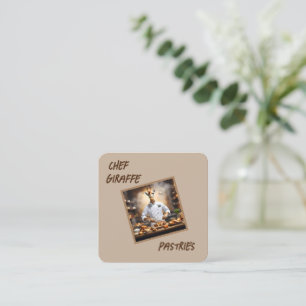 Tarjeta De Visita Cuadrada Pastelero Jirafa: alcanzando nuevas alturas,
