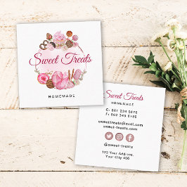 Tarjeta De Visita Cuadrada Pasteles dulces Panadería
