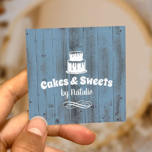 Tarjeta De Visita Cuadrada Pasteles y dulces pastelería en casa Dusty Blue