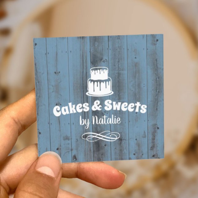 Tarjeta De Visita Cuadrada Pasteles y dulces pasteles caseros Panadería azul  (Subido por el creador)