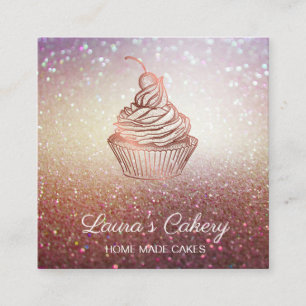 Tarjeta De Visita Cuadrada Pasteles y dulces Pasteles Caseros Panadería Rústi