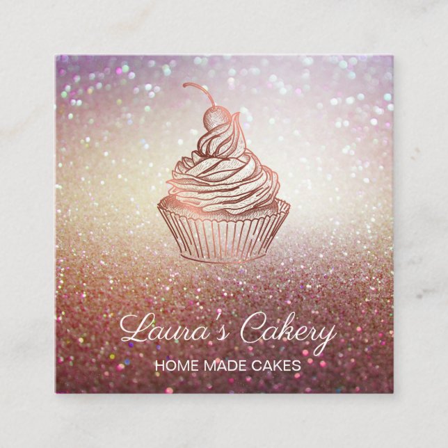 Tarjeta De Visita Cuadrada Pasteles y dulces Pasteles Caseros Panadería Rústi (Anverso)