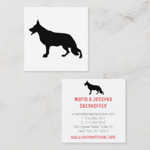 Tarjeta De Visita Cuadrada Pastor Perro fresco negro