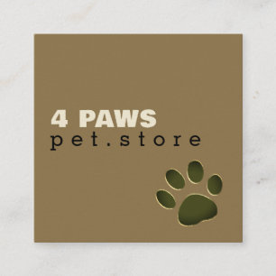 Tarjeta De Visita Cuadrada Pata de Perro   Tienda de Mascotas 