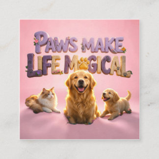Tarjeta De Visita Cuadrada Patas, Hermoso Perro Gato Cachorro Amante de Masco