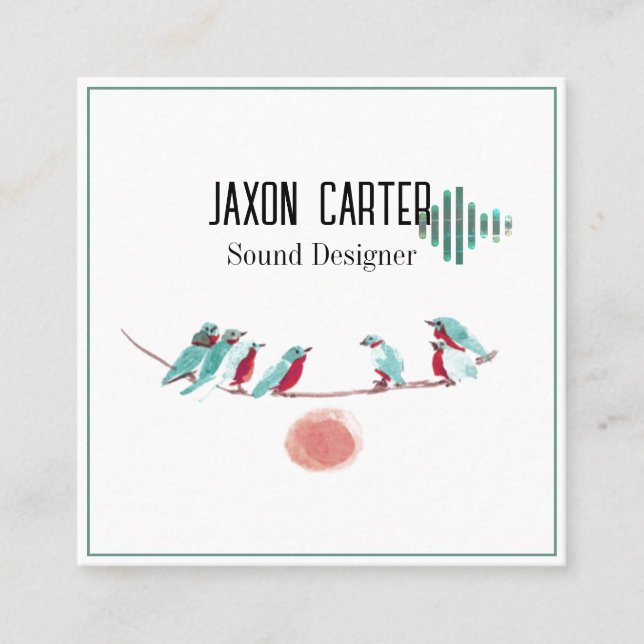Tarjeta De Visita Cuadrada Patín de canto de pájaros (Anverso)