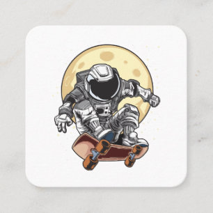 Tarjeta De Visita Cuadrada Patinador Astronauta