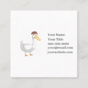 Tarjeta De Visita Cuadrada Pato de dibujos animados juguetón con sombrero mar