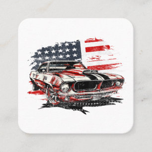 Tarjeta De Visita Cuadrada Patriótico de la Bandera Americana