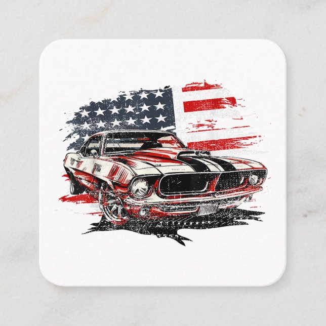 Tarjeta De Visita Cuadrada Patriótico de la Bandera Americana (Anverso)