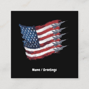 Tarjeta De Visita Cuadrada Patriótico Estados Unidos Combatir con la bandera 