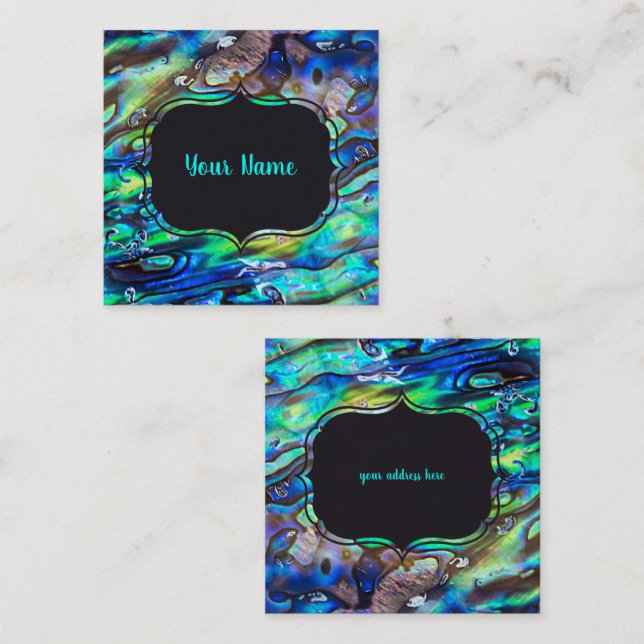 Tarjeta De Visita Cuadrada Patrón 1 de trama de Abalone Paua de Nueva Zelanda (Anverso / Reverso)