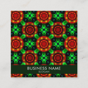 Tarjeta De Visita Cuadrada Patrón abstracto elegante boho moderno floral #504