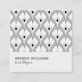 Tarjeta De Visita Cuadrada Patrón Art Deco en blanco y negro