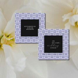 Tarjeta De Visita Cuadrada Patrón artístico moderno morado y corazón negro