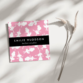 Tarjeta De Visita Cuadrada Patrón Ballerina, profesor de ballet, estudio de d