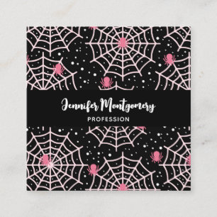 Tarjeta De Visita Cuadrada Patrón Cobwebs y Spiders de Halloween