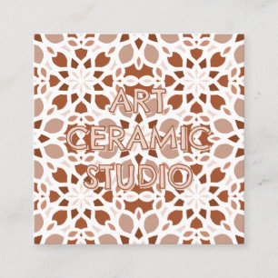 Tarjeta De Visita Cuadrada Patrón continuo de terracota beige con relieve