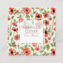 Tarjeta De Visita Cuadrada Patrón de acuarela Naranja de los Cachorros Elegan