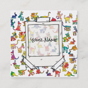 Tarjeta De Visita Cuadrada Patrón de animales de resumen loco