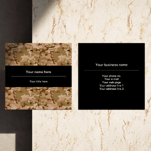 Tarjeta De Visita Cuadrada Patrón de camuflaje del desierto, patrón militar, 
