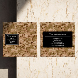 Tarjeta De Visita Cuadrada Patrón de camuflaje del desierto, patrón militar, 