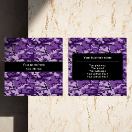 Tarjeta De Visita Cuadrada Patrón de camuflaje púrpura, militar, militar