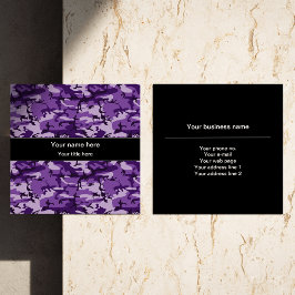 Tarjeta De Visita Cuadrada Patrón de camuflaje púrpura, militar, militar