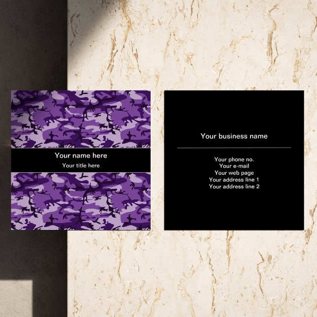 Tarjeta De Visita Cuadrada Patrón de camuflaje púrpura, militar, militar (Subido por el creador)