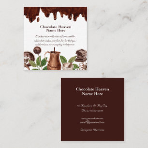 Tarjeta De Visita Cuadrada Patrón de chocolate acuarela