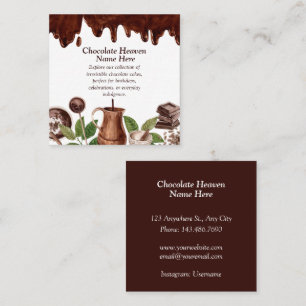 Tarjeta De Visita Cuadrada Patrón de chocolate acuarela