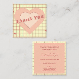 Tarjeta De Visita Cuadrada Patrón de contraste de corazón hipnótico rosa grac