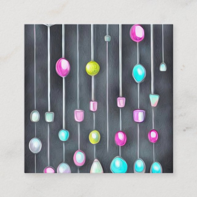 Tarjeta De Visita Cuadrada Patrón de cortina de rosca (Anverso)