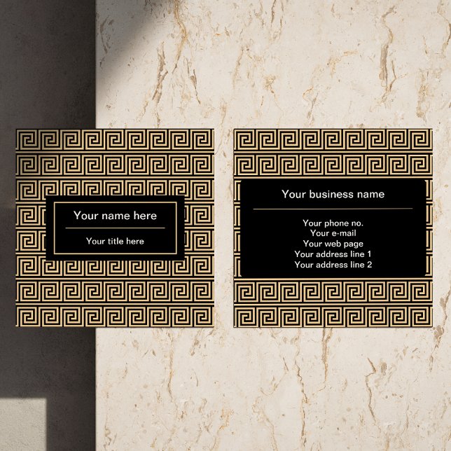 Tarjeta De Visita Cuadrada Patrón de cuadrado de la clave del meandro griego  (Subido por el creador)