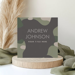 Tarjeta De Visita Cuadrada Patrón de estilo militar de Camuflaje Verde Pastel