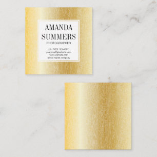 Tarjeta De Visita Cuadrada Patrón de grano de madera   Metálico de oro