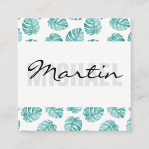Tarjeta De Visita Cuadrada Patrón de hoja de monstera