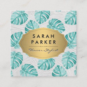 Tarjeta De Visita Cuadrada Patrón de hoja de monstera