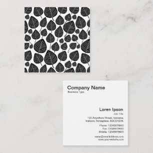 Tarjeta De Visita Cuadrada Patrón de hojas - Negro sobre blanco