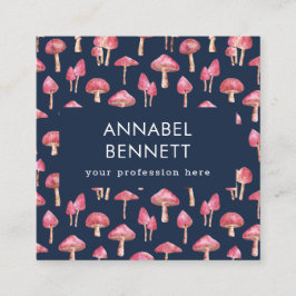 Tarjeta De Visita Cuadrada Patrón de hongo de boho