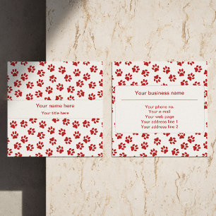 Tarjeta De Visita Cuadrada Patrón de huellas de patas, patas de perro, patas 
