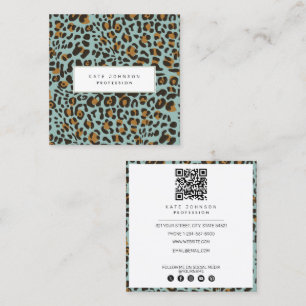 Tarjeta De Visita Cuadrada Patrón de impresión de leopardo de piel animal Cód