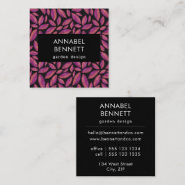 Tarjeta De Visita Cuadrada Patrón de jardín peponal de hoja púrpura negrita