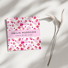 Tarjeta De Visita Cuadrada Patrón De Lechuzas, Lechuzas Rosadas, Tienda De Ma