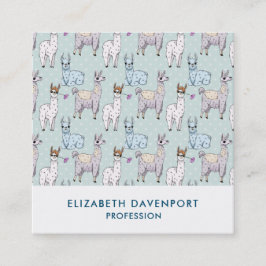 Tarjeta De Visita Cuadrada Patrón de llamada cuta en puntos de polka