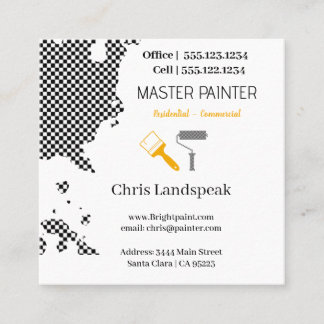 Tarjeta De Visita Cuadrada Patrón de Masterpintor y tablero de cheques en bla